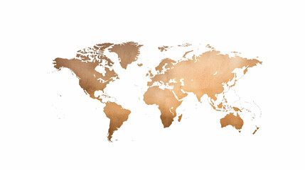 Vintage Brown World Map On A Textured Paper Background With A Grunge Effect