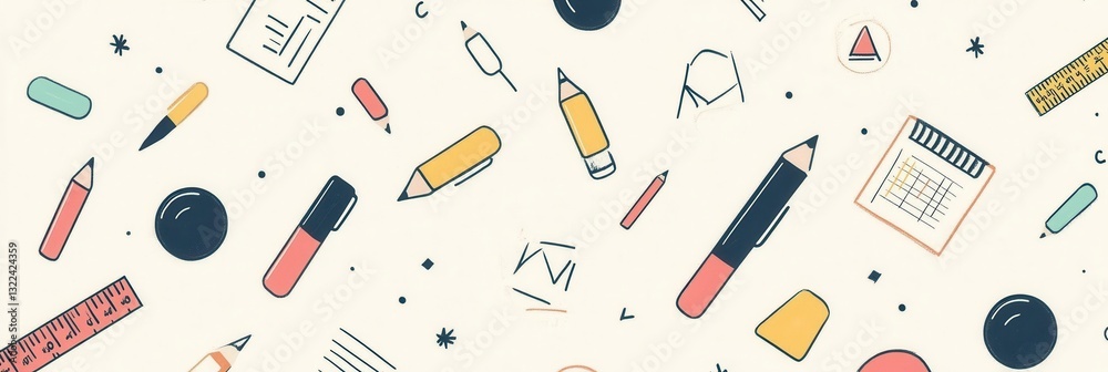 Fototapete seamless pattern featuring icons of design tools in a professional monochrome style for creative pro