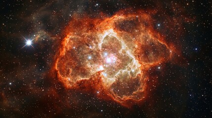 Obraz premium Stunning nebula shines brightly in the vast universe showcasing vibrant colors and intricate patterns