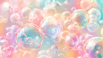 A textured background featuring a mesmerizing array of bubbles in different hues and patterns, springy, bouncy. Effervescent Hues. Illustration