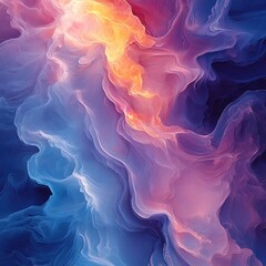 Fototapeta premium Artistic fluid painting with dynamic warm and cool gradient tones image