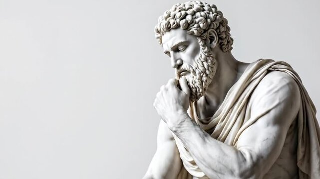  A detailed ancient Greek philosopher statue, symbolizing wisdom and contemplation.