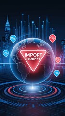 Futuristic Import Tariffs Concept with Digital Global Trade Visualization