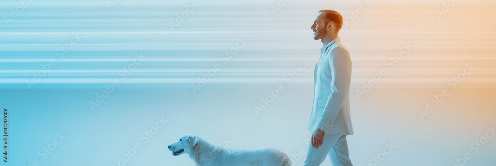 Poster professional mobile vet service features sleek design with flowing lines in light blue and white for