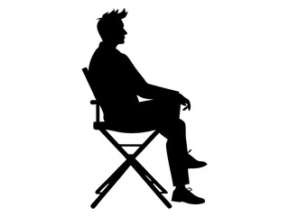 Filmmaker Silhouette on Director’s Chair – Vector Design