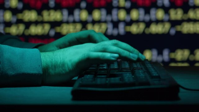 Man work with chat AI online, connecting with AI and using a chatbot. IT engineer software developer programmer interact with chat bot, making writing code. Typing on laptop keyboard close-up. 