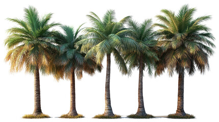 Tropical Oasis: A cluster of lush palm trees, each with a tall, slender trunk and vibrant green fronds, creates a refreshing and serene atmosphere.