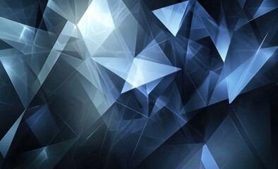 Fototapeta premium Abstract background with dark blue and gray colors, geometric shapes of triangles, lighting effects, light and shadow Generative AI
