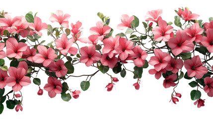 Floral Garland: a stunning close-up of delicate pink azalea blossoms and lush green foliage. cascading along the garland, creating a vibrant display of floral elegance.