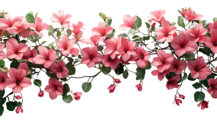 Floral Garland: a stunning close-up of delicate pink azalea blossoms and lush green foliage. cascading along the garland, creating a vibrant display of floral elegance.