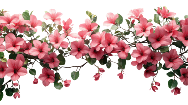 Floral Garland: a stunning close-up of delicate pink azalea blossoms and lush green foliage. cascading along the garland, creating a vibrant display of floral elegance.