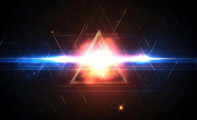 Abstract background with triangles and light effect on a dark blue and black color background presentation design template for business, technology, corporate banner Generative AI