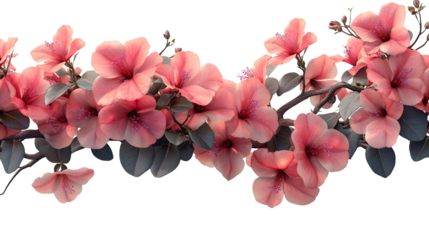 Blossom Harmony: A close-up image presents a delicate arrangement of pink blossoms gracefully adorning a branch, creating a soothing and aesthetically pleasing composition.