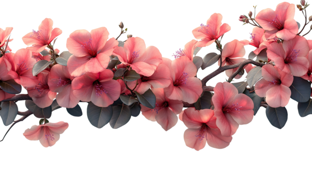 Blossom Harmony: A close-up image presents a delicate arrangement of pink blossoms gracefully adorning a branch, creating a soothing and aesthetically pleasing composition.