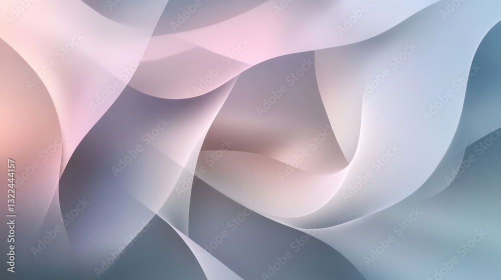 Poster Soft overlapping geometric shapes create a modern minimalist background in pastel tones with smooth gradients and subtle shadows for creative resources