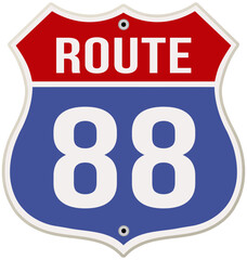 US Route 88 Road Sign vector in blue and red colors