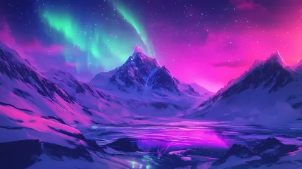 Fototapete Rund majestic aurora borealis © Thiago