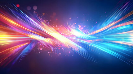 Fototapeta premium Vivid Colors With Abstract Light Streaks And Particle Effects On Dark Background For Dynamic Digital Art