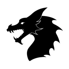 Obraz premium a menacing silhouette of a dragon's head, showcasing sharp teeth and a fierce expression