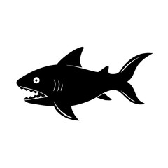 Obraz premium a simple vector illustration of a fierce shark with sharp teeth and a black silhouette