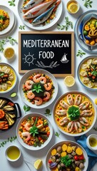 Mediterranean Feast: A Stunning Top-View Spread of Vibrant, Flavorful, and Wholesome Dishes