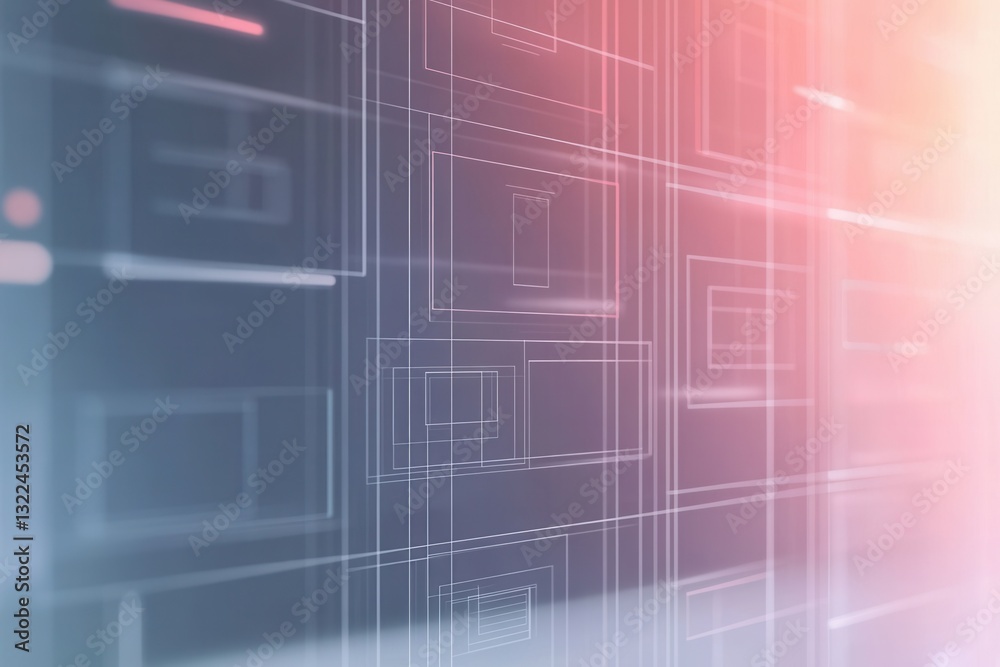 Aufkleber Sleek wireframe background design featuring soft grid lines and transparent elements ideal for digital branding and UIUX mockups