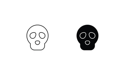 Skull  icons set line and glyph vector stock illustration