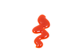 Red tomato ketchup splashes isolated on white background,