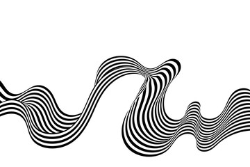 Abstract background with wave lines. Dynamic abstract vector design. 3D optical illusion- line art. Eps 10