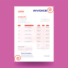 Invoice minimal design template. Bill form business invoice accounting