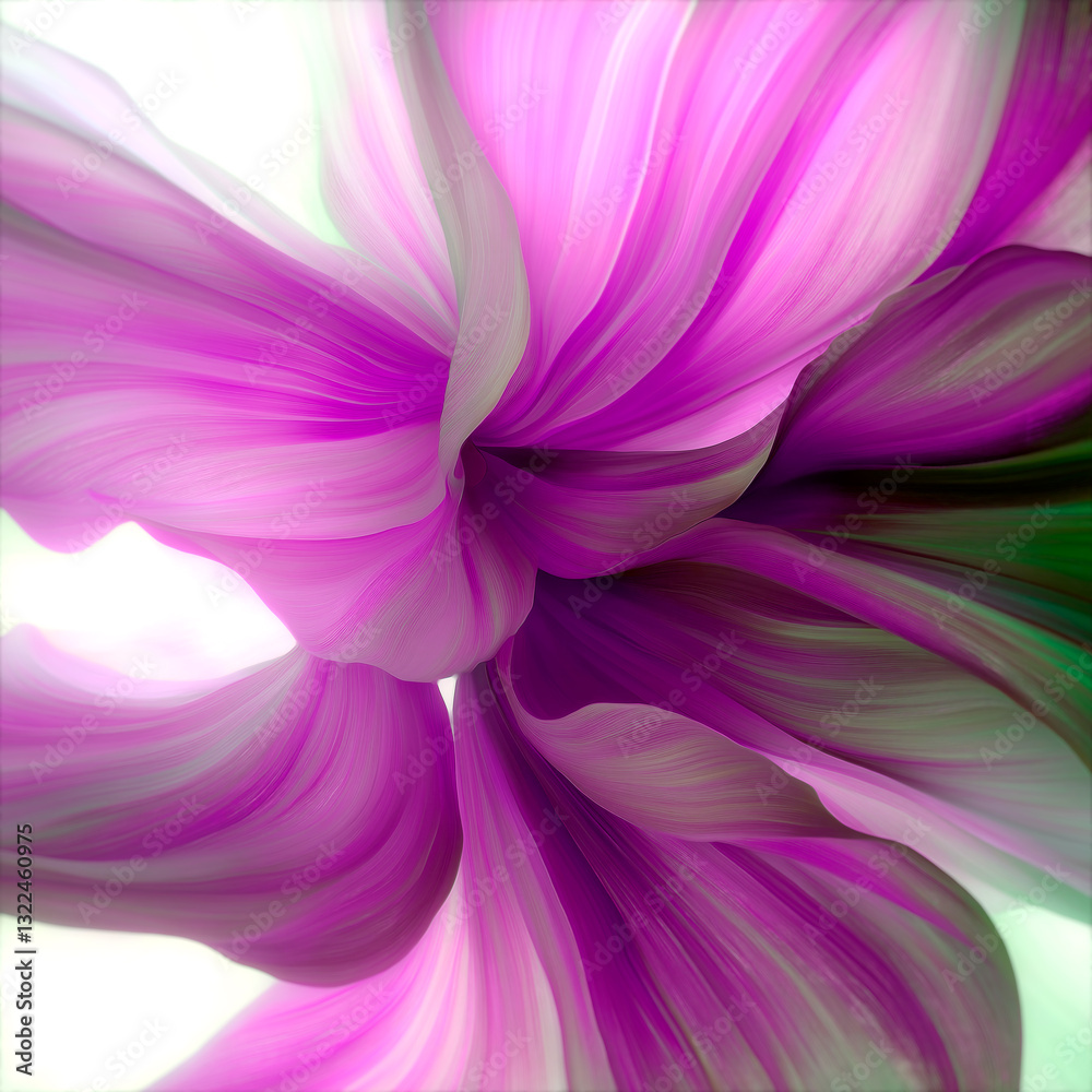 Poster the undulating petals of an abstract flower form a harmonious composition with vibrant shades of pin