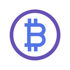 Obraz premium Bitcoin icon in circular modern vector design with blue and purple colors representing cryptocurrency