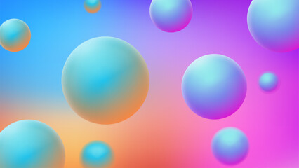 Abstract Background Design with 3D Gradient Balls, Blur Effect Behind, Vector Illustration