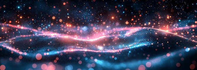 Obraz premium A technology background featuring abstract digital connection dots and lines, illustrating a network connection structure with a plexus effect in 3D