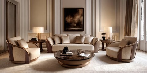 A Luxurious Living Room With Elegant Furnishings and Beautiful Details