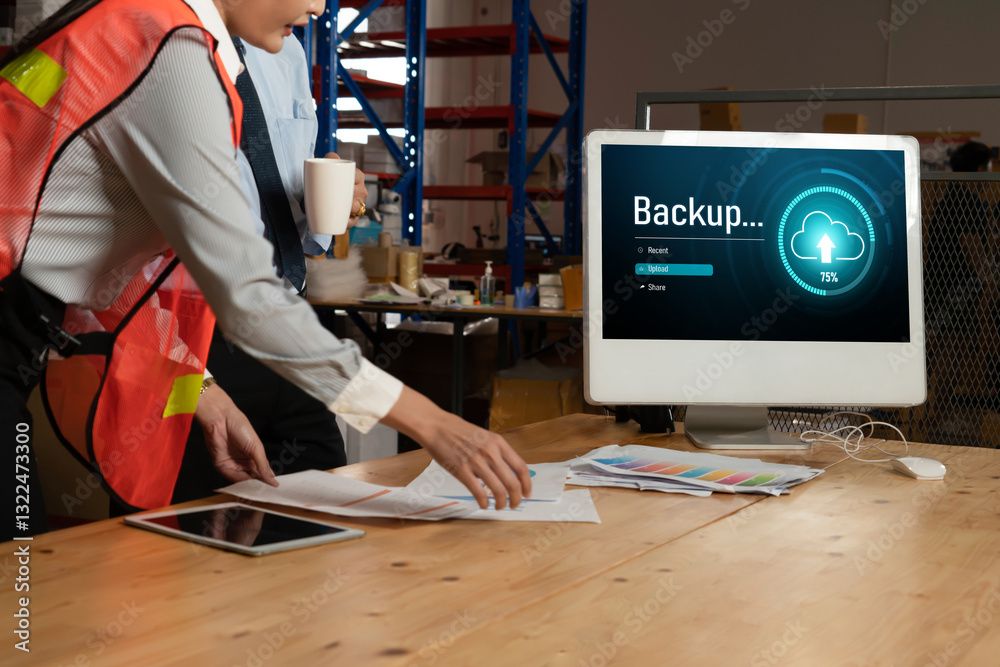Poster backup storage data internet technology business concept. database storage cloud technology file dat
