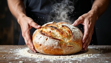Freshly Baked Artisan Bread Just Out of the Oven, Perfect for Enjoying During a Visit to a Local Bakery.
