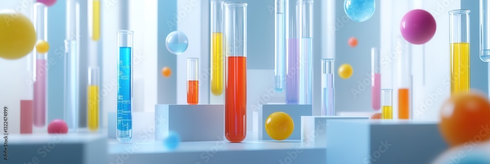Leinwandbilder modern veterinary laboratory with vibrant test tubes and abstract data visualizations in a sterile e