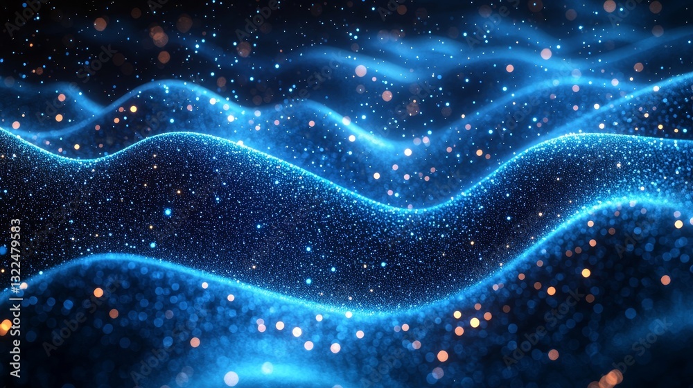 Wall mural in the digital realm, a light stripe representing internet data moves fluidly, symbolizing network i
