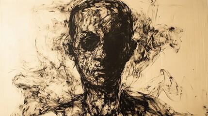 Abstract Ink Portrait of a Mysterious Figure