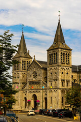 Picturesque view of Church of Notre Dame de la Visitation in Rochefort, Belgium