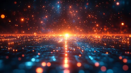 Obraz premium Futuristic light effects with glowing orange blue high resolution hd background