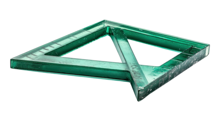 Architectural Precision: A close-up captures the crisp, clean lines of a transparent triangle with precise markings, casting delicate shadows and reflecting the light.