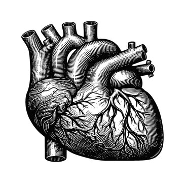 recommend clip art: Detailed Heart Anatomy Showing Vessels Valves Chambers Organ System Medical Study