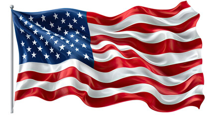 Fototapeta premium American Flag in Motion: Capturing the essence of patriotism, the American flag billows gracefully against the wind.