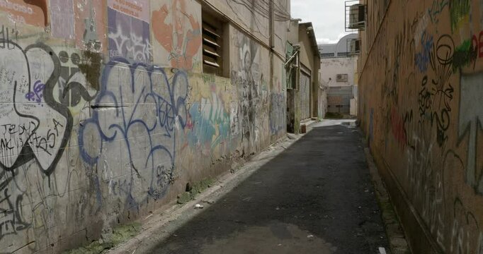 Small side treet to the road 8 called a Viela is full of street art and graffiti