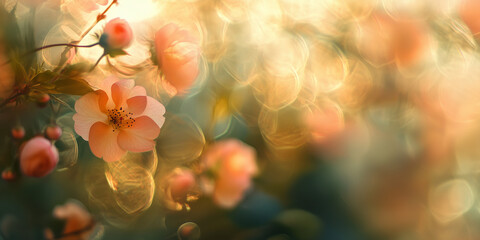 Close-Up of Blooming Flowers with Soft Light and Bokeh Background

