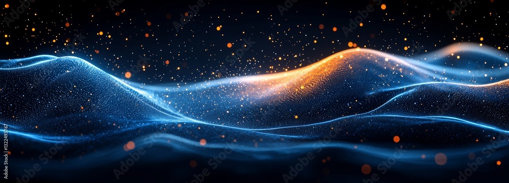 Poster futuristic presentation design enhanced by a 3d rendering of a digital technology background with a 