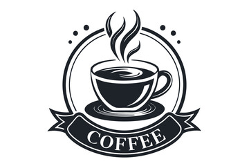 Obraz premium Coffee vector illustration silhouette logo design black and white color