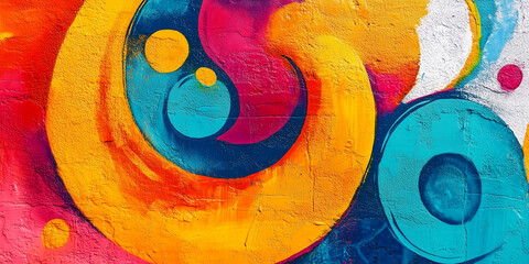 Colorful Abstract Painting With Swirling Shapes and Textures

